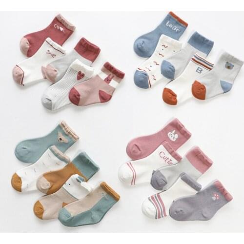 5 Pairs Lot Baby Short Cotton Socks Spring Autumn Boys Girls funny Cartoons Animal Print Sock Kids Children Colorful Socks 2020