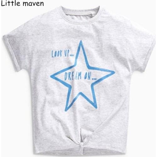Little maven children brand 2018 summer girl tops new big girls clothes cotton short sleeve star t shirts A1003
