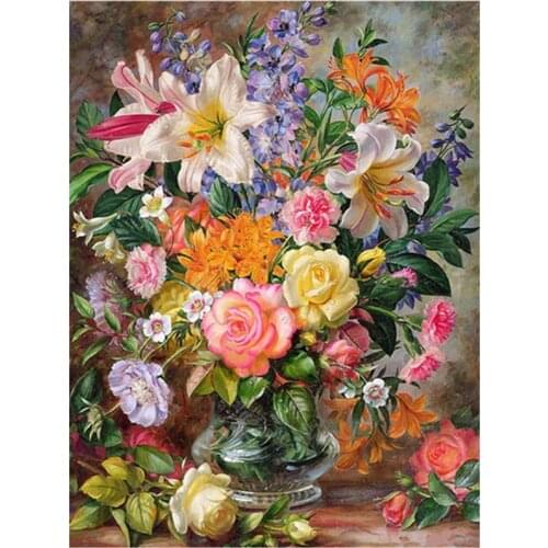 Flowers Drawing Figure DIY Cross Stitch 11CT Embroidery Kits Needlework Craft Set Cotton Thread Printed Canvas Home Sell