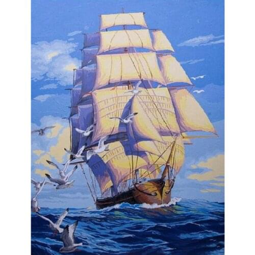 Framed Wall Pictures Fan sailing DIY Oil Painting By Numbers Wall Art Acrylic Oil Canvas Paintings Home Decor For Living Room