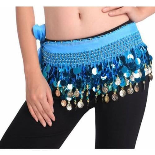 New 1Pc Belly Dance Accessories Hip Scarf Crystal Sequins Coins Hip Scarf Belly Dance Hip Belt Wrap Skirt Waistband Belt 11color