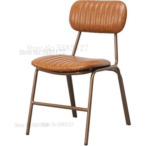 Nordic Dining Chair Wrought Iron Chair Industrial Style Home American Makeup Chair Tea Shop Coffee Shop Retro Leather Chair