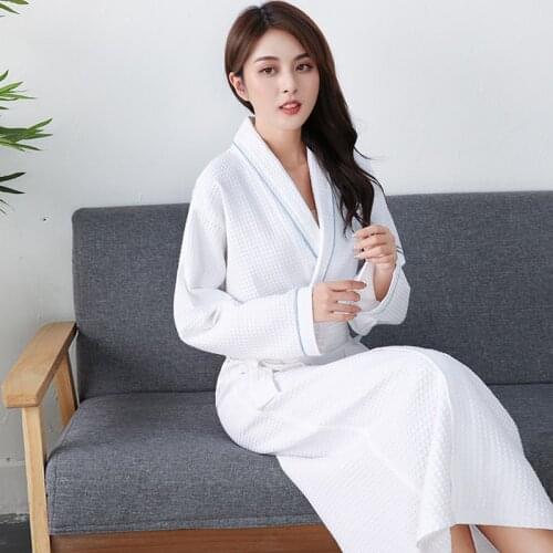 Autumn Long Nightgown Female Winter 100% Cotton Waffle Couple Bathrobe Plus Size Dressing Gown Intimate Lingerie Nighties