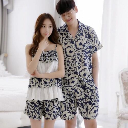 Couples Sexy Lingerie Spaghetti Strap Shorts Pajama Sets for Women 2020 Summer Sleepwear Men Homewear Pijama Mujer Home Clothes