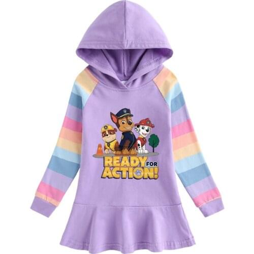 PAW PATROL Dress For Baby Kids Girl Dress Autumn Cartoon Baby Cotton Flounced Dress Kids Casual Clothes