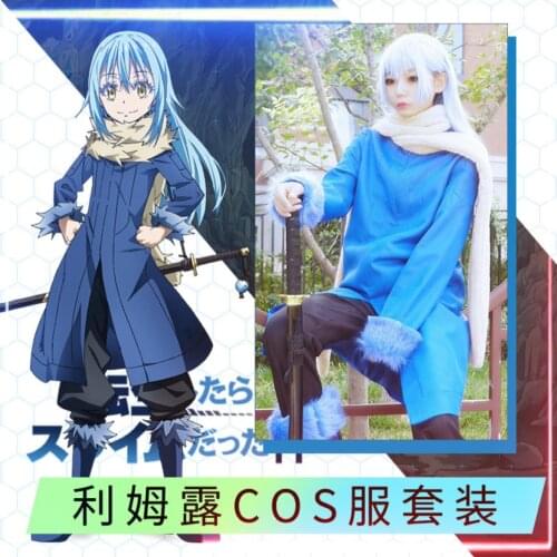 Rimuru Tempest Role Coetume Anime That Time I Got Reincarnated as a Slime Cosplay Costume Blue Coat Full Set Carnival Outfit