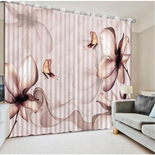 Luxury Blackout 3D Window Curtains For Living Room Bedroom flower lily curtains