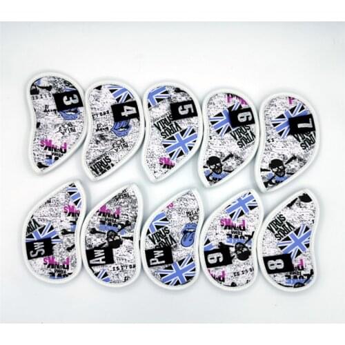 Painted UK SKULL golf irons headcover pu leather golf club Iron set covers #3-9PAS