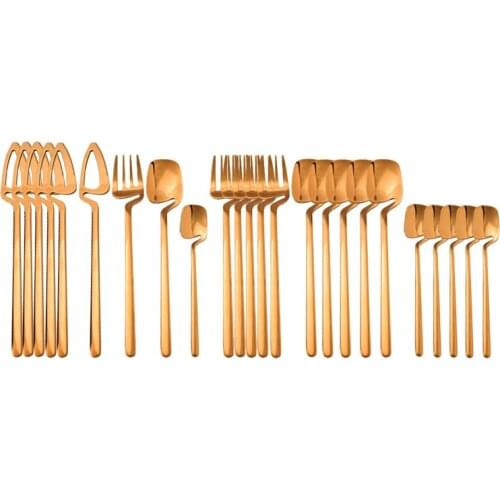 Tableware 304 Stainless Steel Cutlery Kitchen Dinnerware Set Knife Fork Spoon Western Flatware Family Party 24pcs Silverware Set