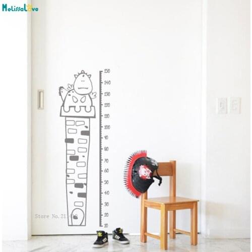 Fresh And Cute Little Dinosaur Height Chart Wall Sticker Fixed Size Art Decor For Kids Baby Room Record Life Vinyl Decals YT3509