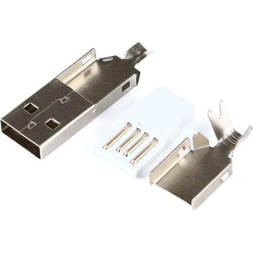 USB Tail Charging jack 3 in 1 Metal Parts DIY USB Type A Metal Male Jack Plug Connector Tail Charging Port Welding