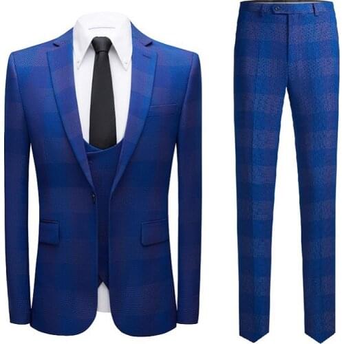 Wonderful Groom Male Wedding Prom Suit Slim Fit Tuxedo Men Formal Business Work Wear Suits (Jacket+Pants+Vest)