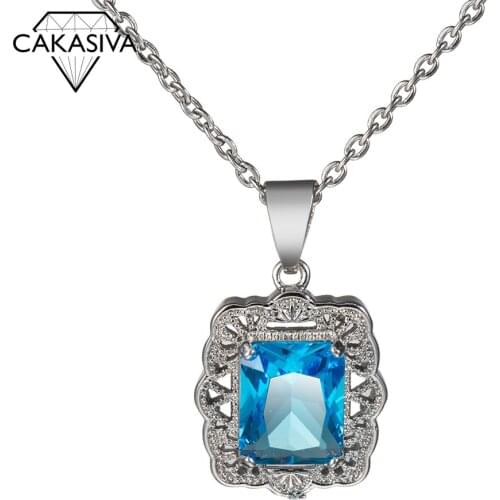 Womens 925 Silver Topaz Zircon Pendant Free Clavicle Chain Jewelry Necklace Birthday Festival Party Gift