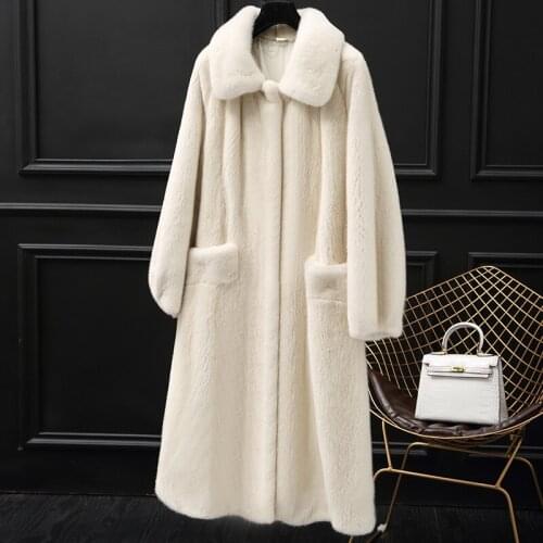 Flying lady 2021 new mink coat womens whole mink medium length imported velvet mink fur coat