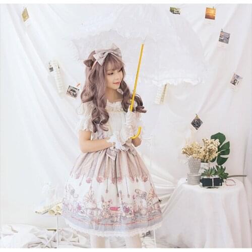 Palace sweet lolita dress vintage lace bowknot cute printing victorian dress kawaii girl gothic lolita jsk loli cosplay