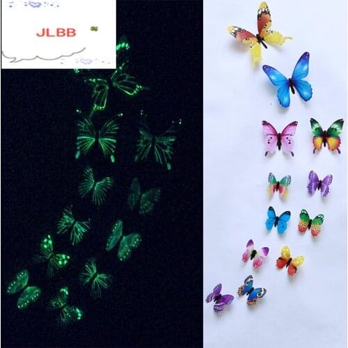 12Pcs/set Luminous butterfly Wall Sticker living room Butterflies for wedding Party decoration Home 3D Fridge stickers wallpaper