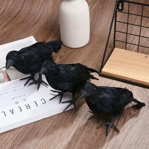 3pcs Simulation Crow Decoration Halloween Props Party Supplies Decoration Props Crow Simulation Feather Bird Garden Decoration