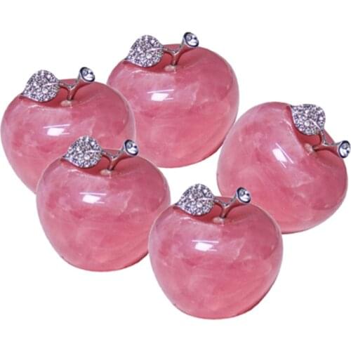5Pcs Natural Rose Quartz Pink Apple for Couple Decorations Home Decoration Study Room Decoration DIY Christmas Gift