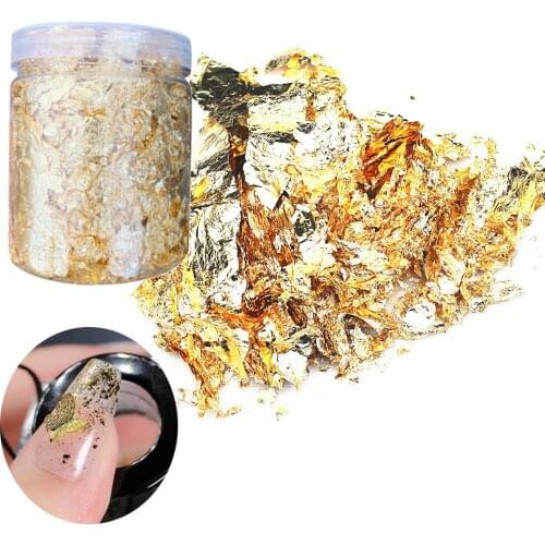 50 G Imitation Gold leaf Flakes Silver leaf Flake Pure Copper Leaf Flakes DIY for Glass WallCrafts Furniture Painting Nail Art