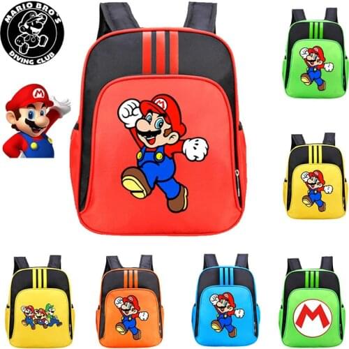 Game Super Mario Bag Cartoon Childrens Schoolbag Backpack Boy Girl Shoulder Bag Kindergarten Kids Elementary School Backpack