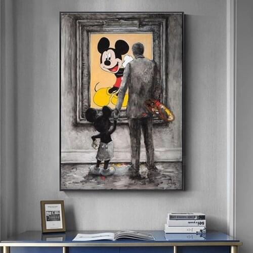 Disney Modern Mickey Mouse Oil Art Canvas Painting Prints and Posters Wall Art Pictures for Kids Room Home Decoration Cuadros
