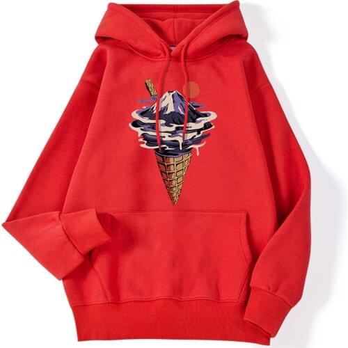 Fuji Flavor Ice Cream Print Men Hoodie Hip Hop Fleece Pullovers Creativity Crewneck Clothing Autumn Casual Loose Mens Hoody New