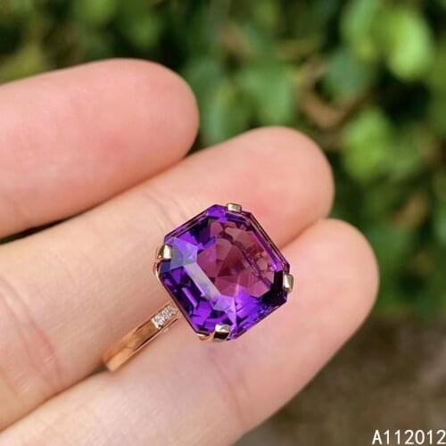 KJJEAXCMY fine jewelry natural Amethyst 925 sterling silver fashion girl new gemstone adjustable ring hot selling