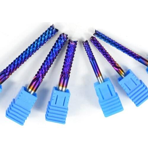 1pc 6mm Shank Tungsten Carbide End Mill Blue Nano Coated End Mill For PCB Engraving Machine End Mill