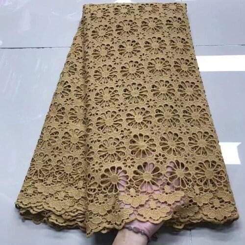 White African Cord Lace Fabric High Quality Eyelet Holes Guipure Cord Lace Water Soluble Cotton Lace For Wedding Dress P1445