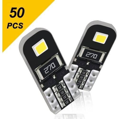50Pcs W5W T10 LED Canbus Light Bulbs for Audi BMW VW Mercedes Car Interior Dome Light Trunk Lamp Parking Lights Error Free 12V