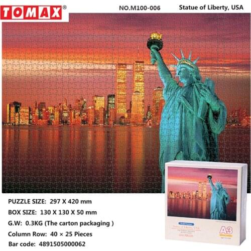 Mini Puzzle 1000 Pieces Children Adult Learning Entertainment Decompression Famous American Architecture Home Decoration Map