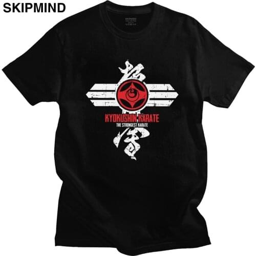 Retro Kyokushin The Strongest Karate T-Shirt Mens Short Sleeved Japanese Martial Art Tshirt 100% Cotton Karateka Tee Tops Gift