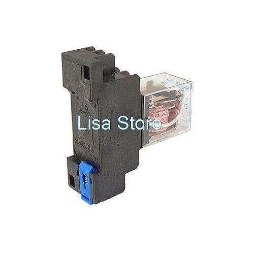 MY2NJ HH52P-L AC 220V Coil 5A 240V AC 28V DC Power Relay 8 Pin DPDT w Socket