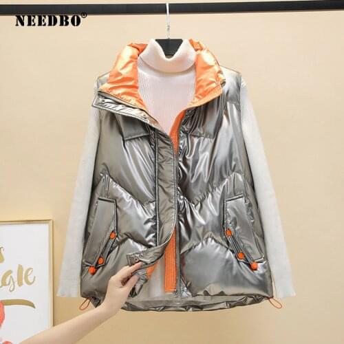 NEEDBO Cotton Down Vest Women Loose Waistcoat Warm Padded Puffer Vests Sleeveless Parkas Female Black Jacket Outerwear 2021
