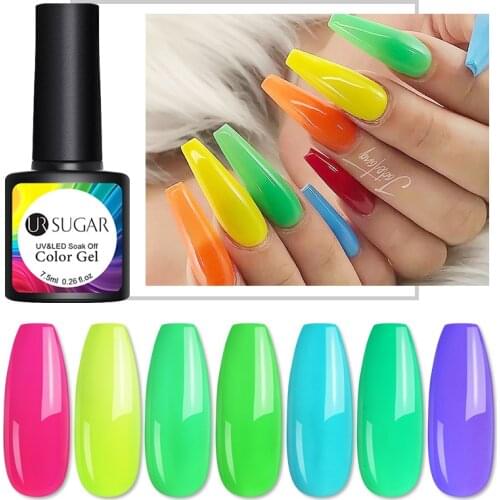 UR SUGAR Neon Fluorescent Gel Polish 7.5ml Glow In Dark Hybrid Nails For Manicures Semi Permanent Soak off Enamel Gel Varnish
