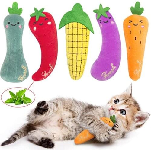 Pets Cat Vegetable Series Plush Cute Toys Contain Cat Mint Teeth Grinding Catnip Toys Funny Interactive Plush Cat Toy New
