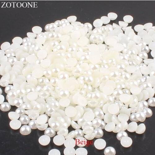 ZOTOONE 1000Pcs 2-5mm beige ABS Resin Half Round Pearls For Nail Art Flatback Non Hotfix Rhinestones Pearl Shoes Beads DIY Phone
