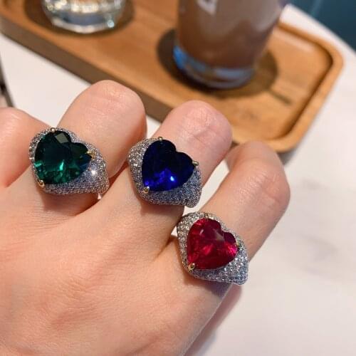 QTT Heart Rings for Women S925 Silver Wedding Engagement Bridal Jewelry Cubic Zirconia Stone Elegant Ring Accessories