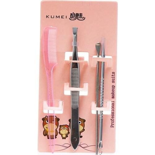 4 Pieces ABS Material Eyebrow Trimmer Comb Tweezer Set Beauty Cosmetic Makeup Tool for Beginner E931