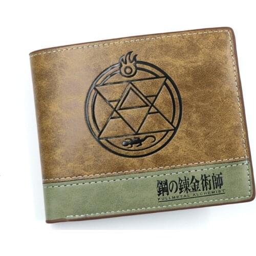 Anime Fullmetal Alchemist Flame Alchemist Roy Mustang Short PU Leather Wallet Card Holder Purse