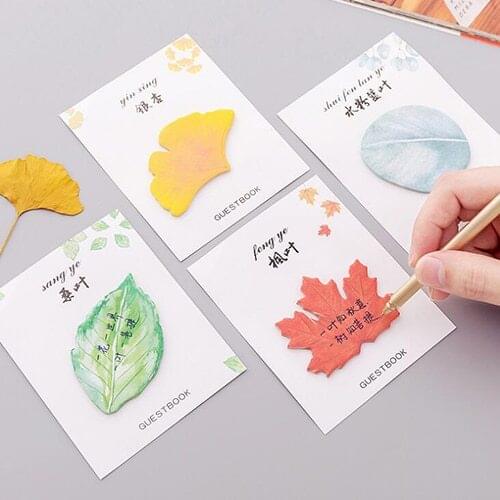 1PC Kawaii Leaf Design Memo Pad Sticky Notes School Stationery Escolar Office memos Kids gift Study supplies (tt-3046)