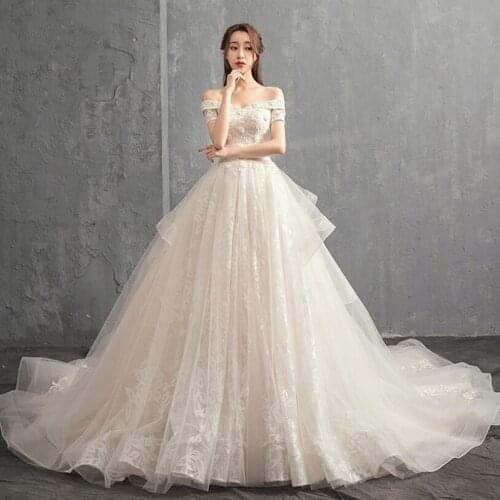 Vestido de Noiva 2019 Princess Wedding Dress Ball Gown Off Shoulder Beads Applique Lace Bride Dress Bridal Gown Robe De Mariee
