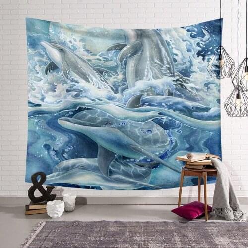 PLstar Cosmos Cute dolphin colorful animal Tapestry 3D Printing Tapestrying Rectangular Home Decor Wall Hanging New style-5