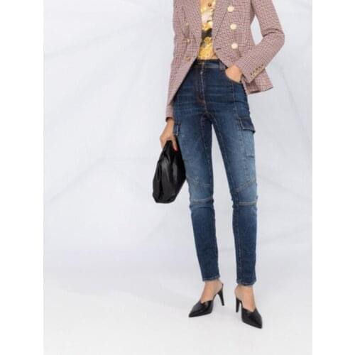 Vintage Fashion Cargo 11.14 Jeans Women Slim High Waist Pencil Denim Pants Autumn Winter New