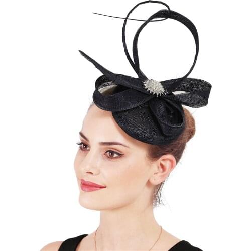 Vintage Church Sinamay Fascinators Elegant Millinery Hats Women Simulation Pearl Decoration Headwear Bridal Married Caps SYF699