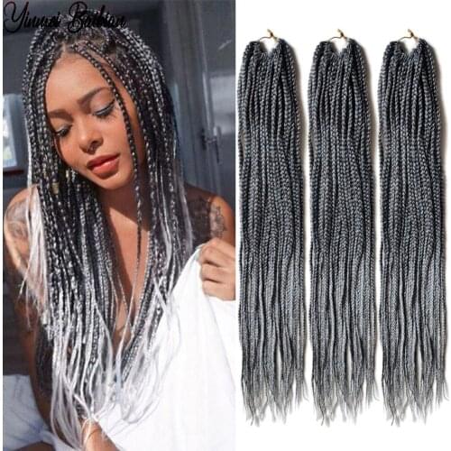 Yinmei Baibian Box Braids Crochet Hair Synthetic Pro-Looped Braiding Hair 24Strands Ombre Crochet Hair for African Braids Hair