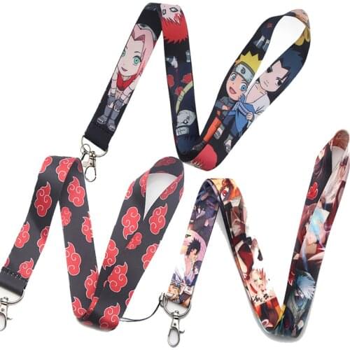 Anime Naruto Keychain Kakashi Sasuke Cartoon Vintage Holder Neck Strap Lanyards Badge ID Card Holder Mobile Phone Strap Gifts