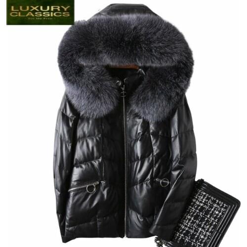Female Coat Womens Fur Autumn Winter Real Genuine Leather Jacket Women Clothes 2021 Fox Fur Hooded Korean Sheepskin Down Coat