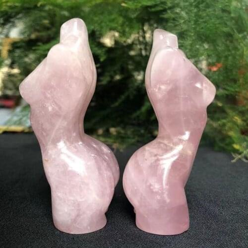 100-120g natural rosa quartzo deusa estátua de cristal esculpida mulher torso energia rosa gem corpo escultura decorar presente