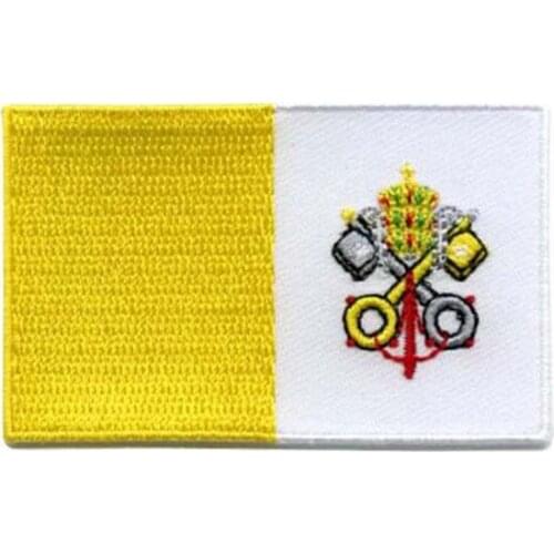 2.5",area over 80%,060,Vatican,100pcs/bag,MOQ50pcs,embroidery patch,merrow & flat broder,iron on backing,free shipping by Post